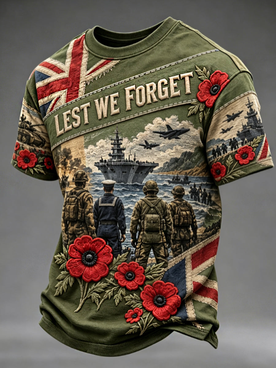 Men's Remembrance Day Lest We Forget Short Sleeves T-shirt