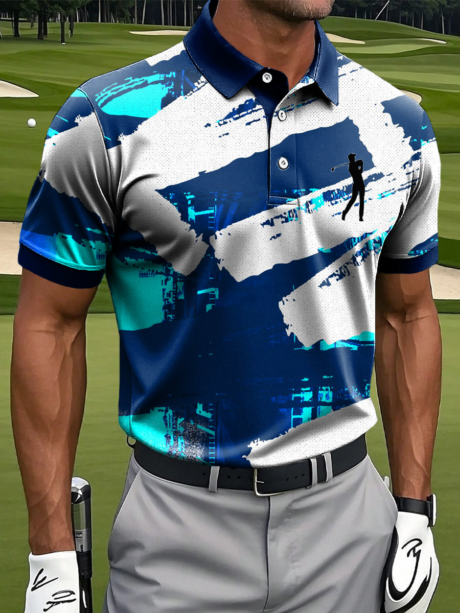 Men's Vintage Abstract Graffiti Casual Golf Short-Sleeve Polo Shirt