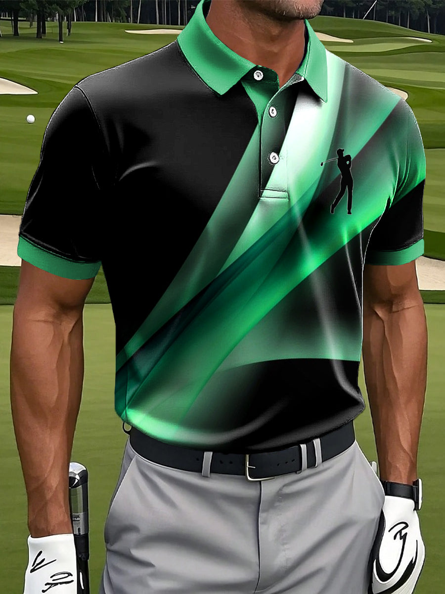 Men's Vintage Gradient Texture Casual Golf Polo Shirt
