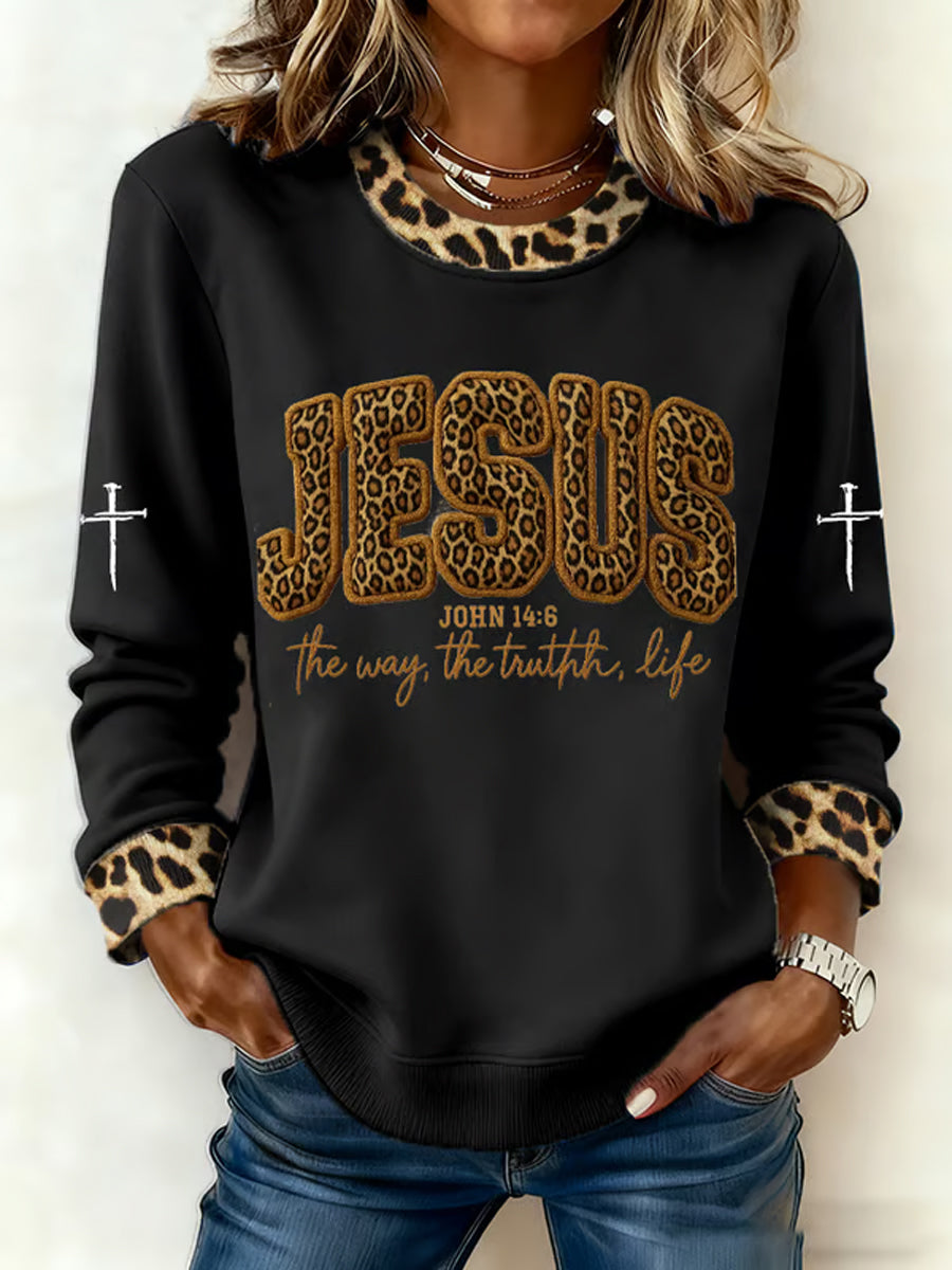 Women's Jesus The Way The Truth The Life John 14:6 Christian Cross Regular Sweatshirt