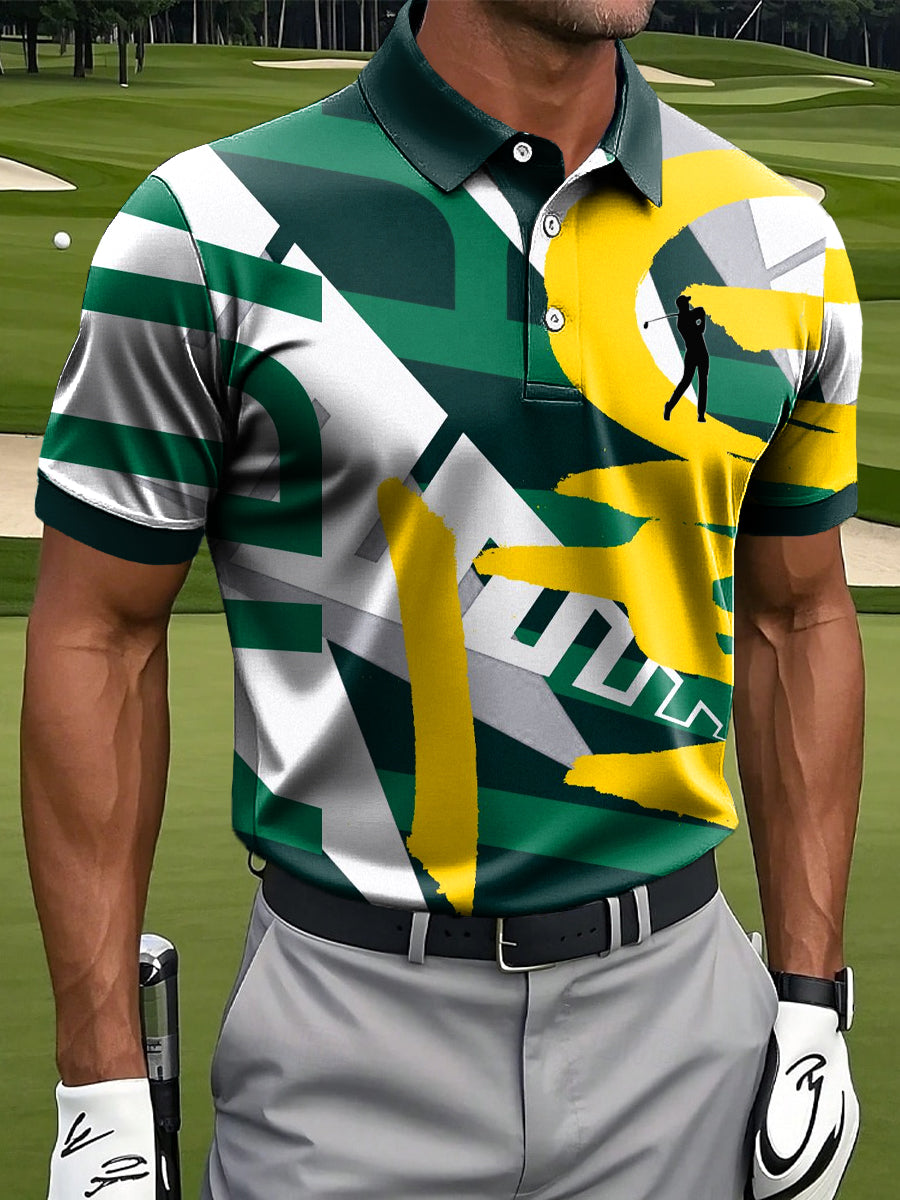 Men's Vintage Abstract Graffiti Casual Golf Polo Shirt