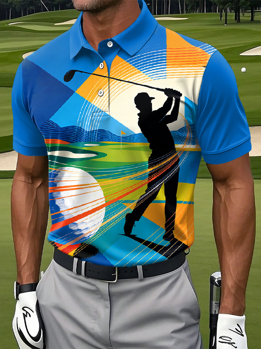 Men's Retro Golf Business Style Printed Polo Shirt