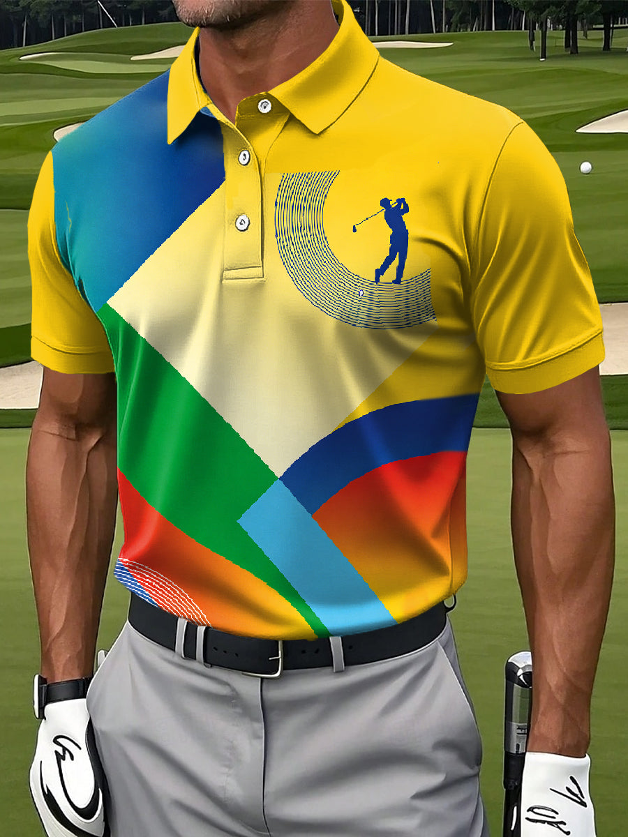 Men's Retro Golf Business Style Printed Polo Shirt