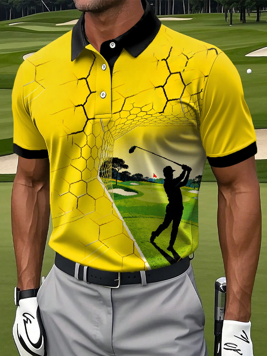 Men's Retro Golf Business Style Printed Polo Shirt