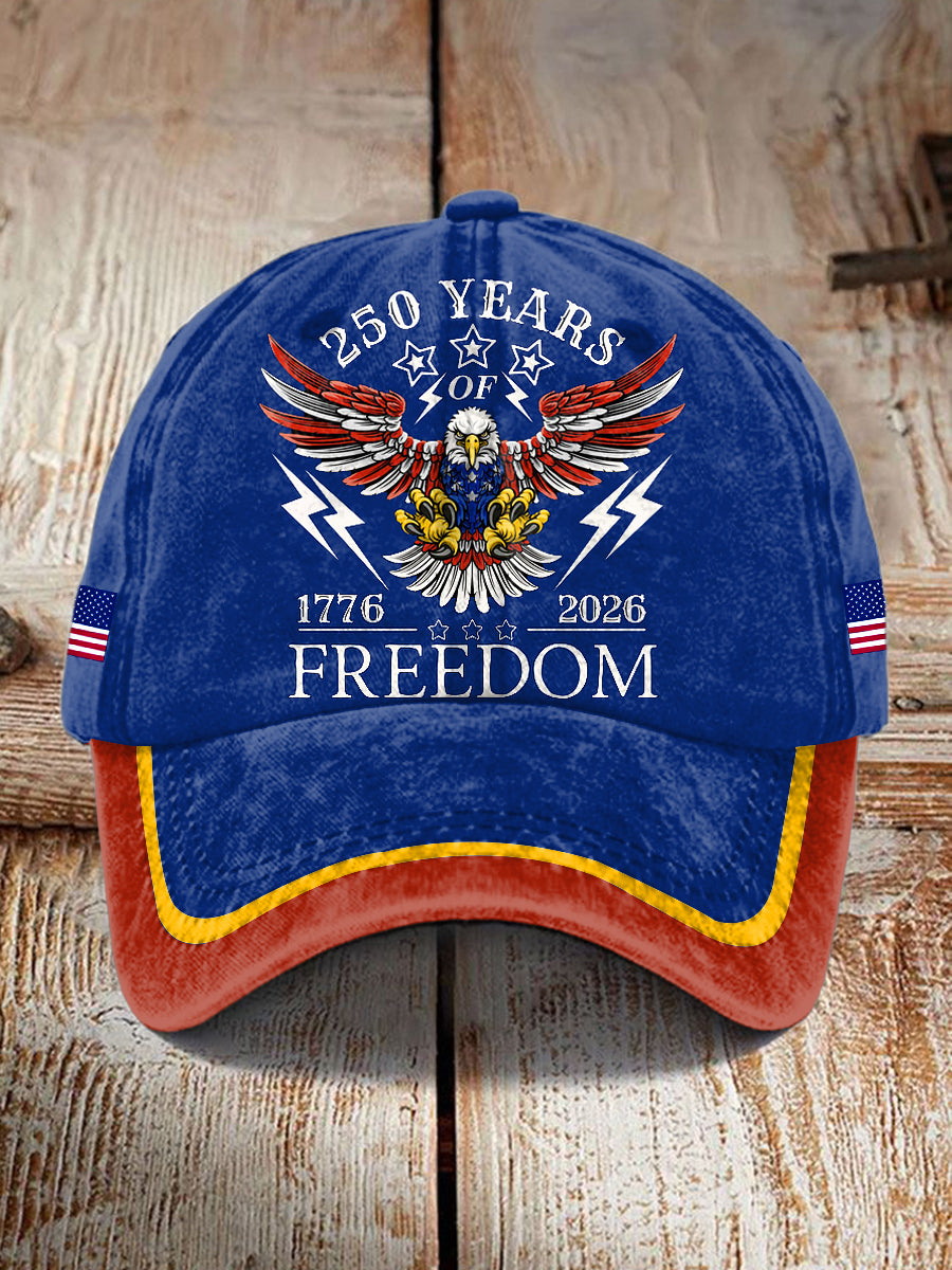 Unisex American 250 Commemorative Printed Washed Hat