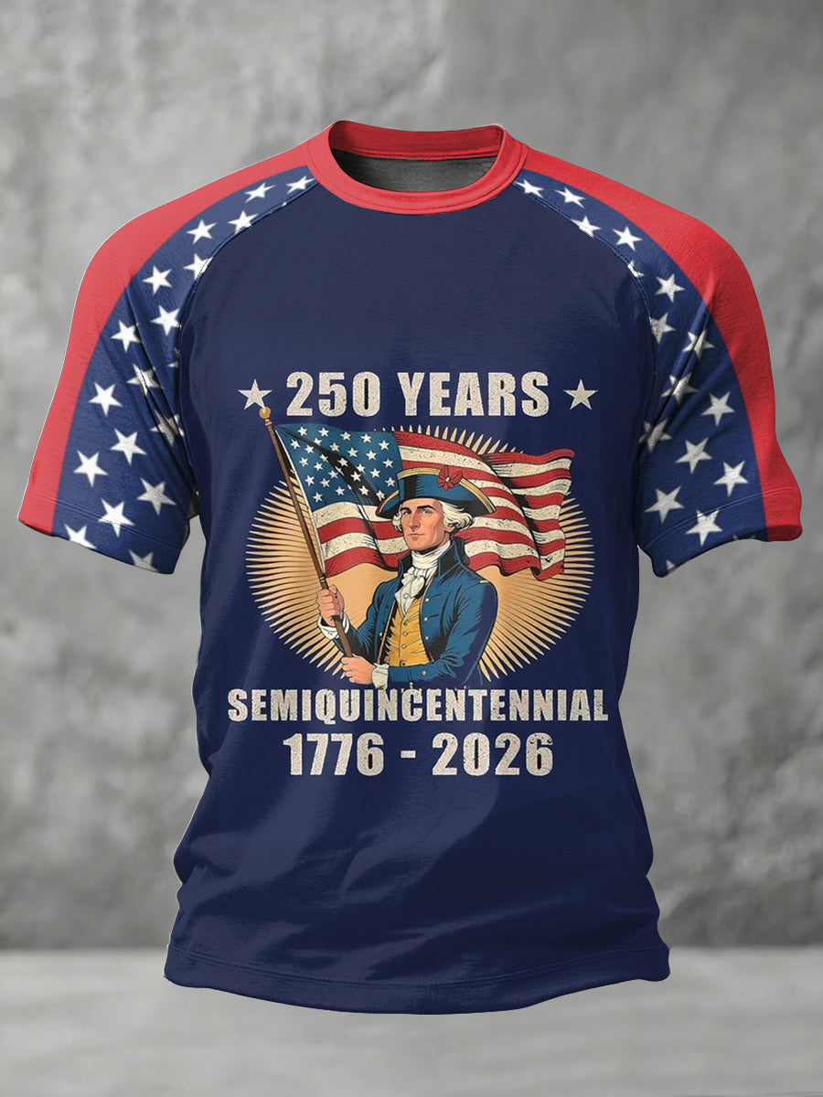 Men's Retro American 250th Anniversary Printed T-Shirt