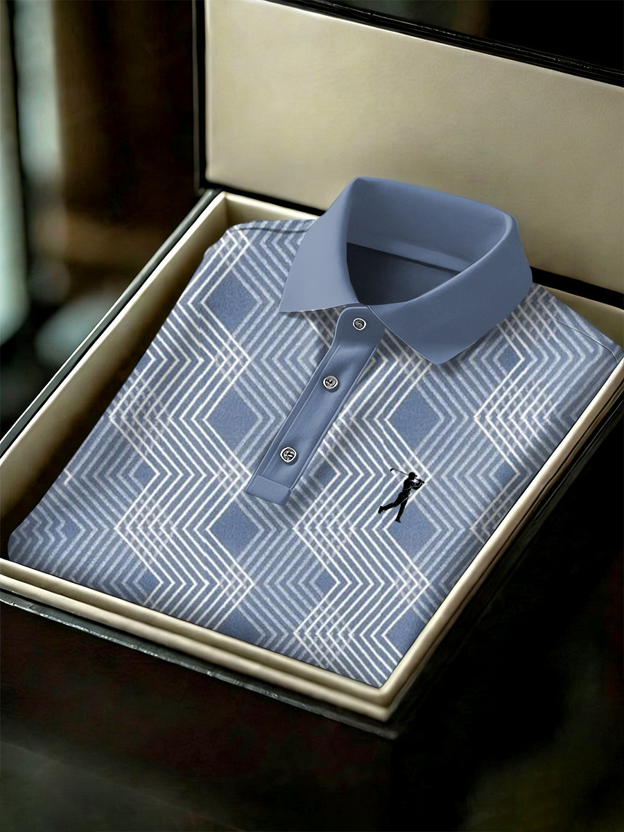 Men's Vintage Business Style Printed Casual Polo Shirt