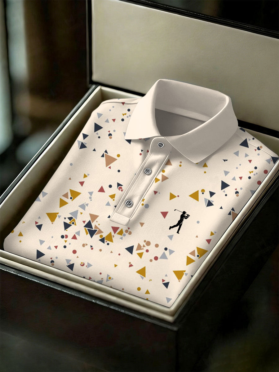 Men's Vintage Business Style Printed Casual Polo Shirt