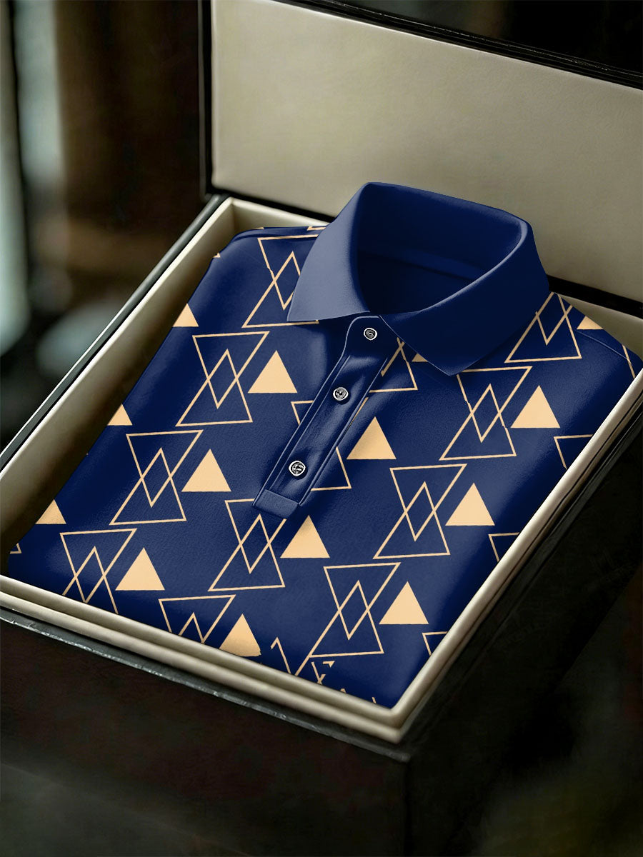 Men's Vintage Business Style Printed Casual Polo Shirt