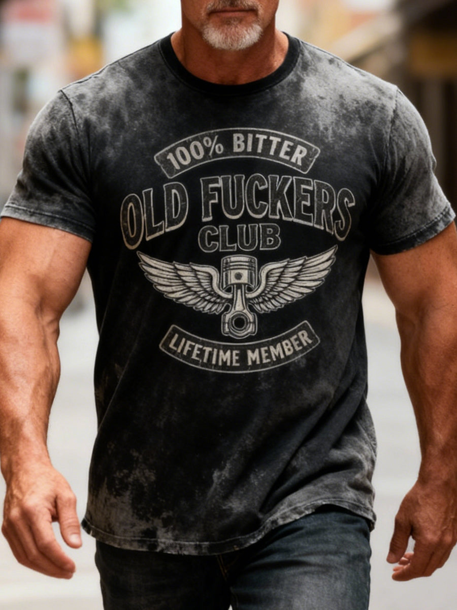 Vintage Distressed Old Fuckers Club Casual Art T-Shirt