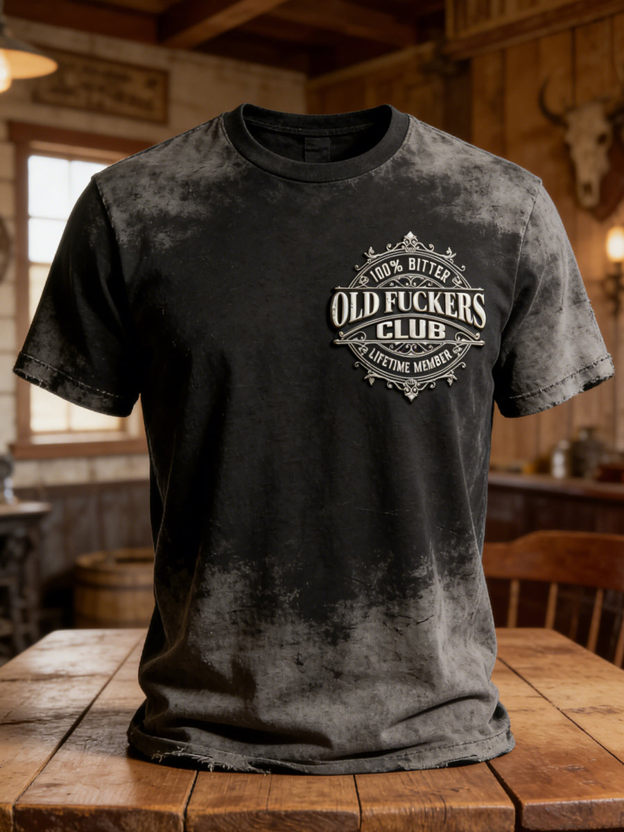 Vintage-Style Old Fuckers Club Badge Casual T-Shirt