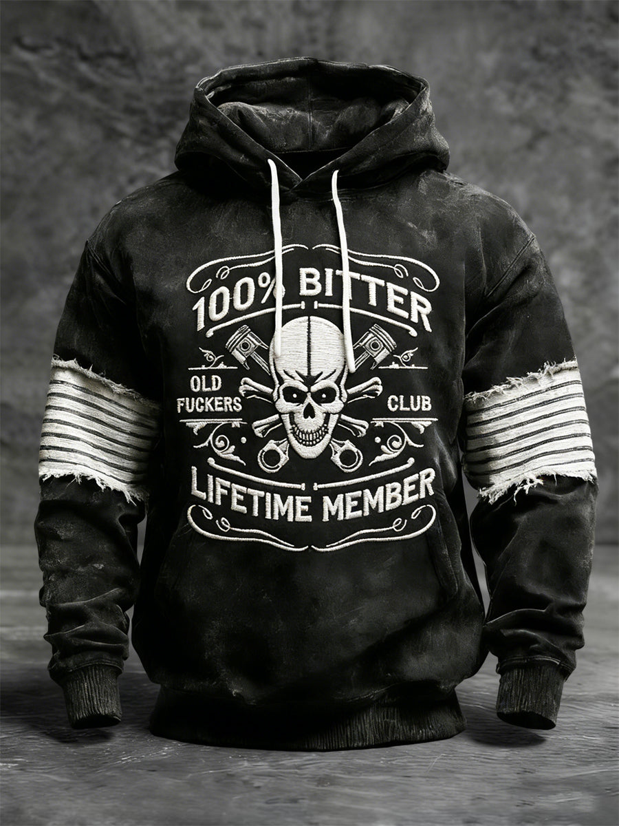 Retro Old Fuckers Club Skull Casual Hoodie