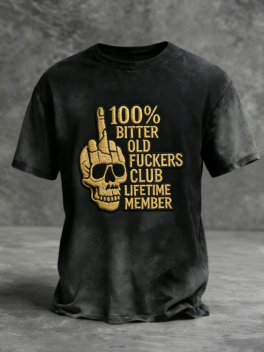 Retro Old Fuckers Club Skull Fun Casual T-Shirt