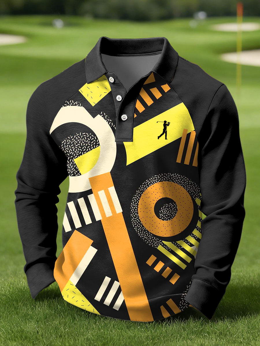 Men's Vintage Business Style Printed Casual Polo Shirt