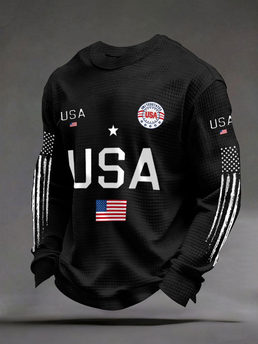 Men's USA Flag Waffle Sweatshirts