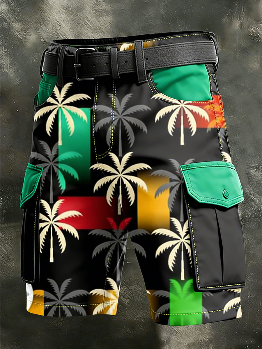 Men's Retro Vacation Business Art Print Casual Shorts