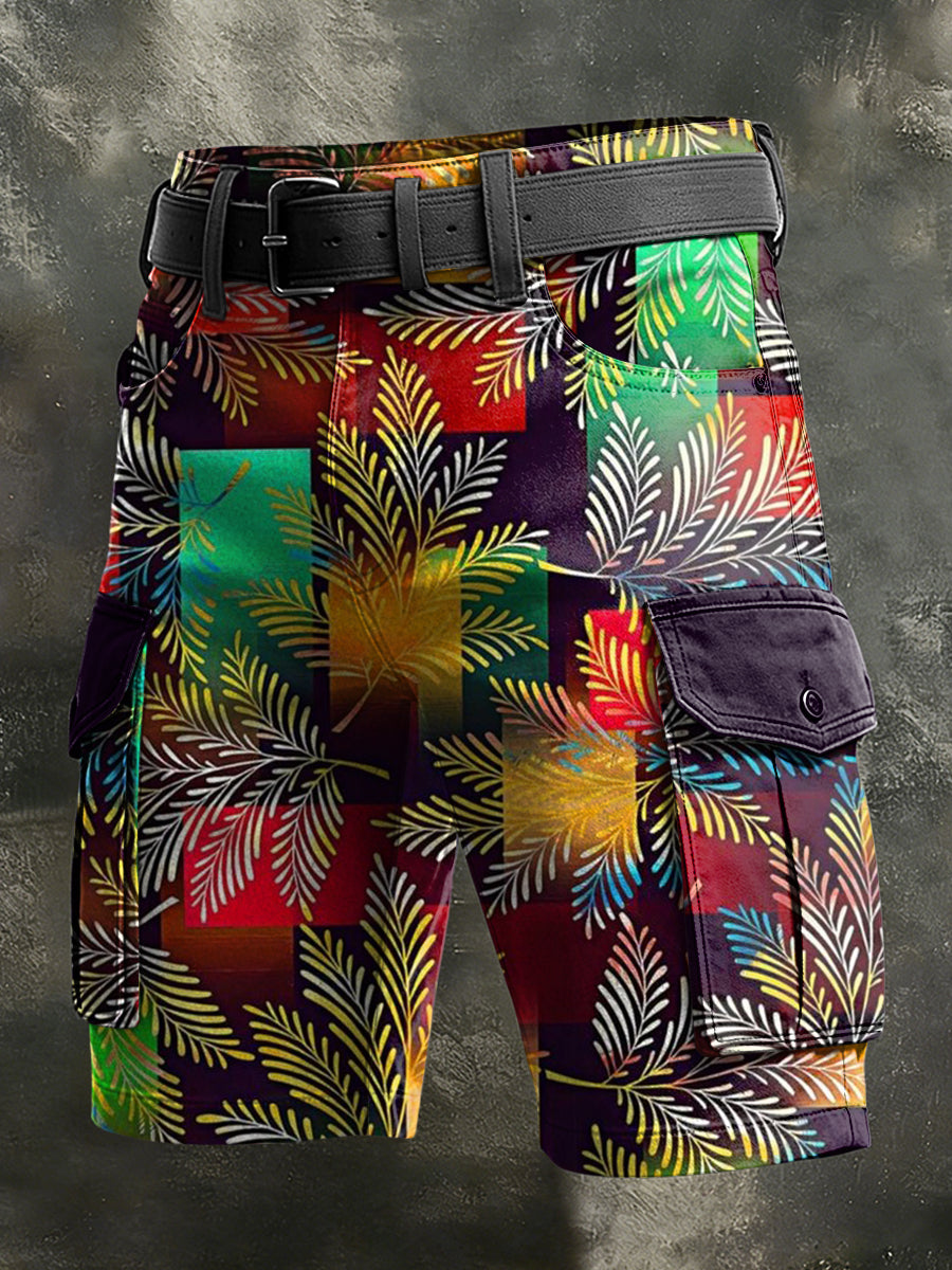 Men's Retro Vacation Business Art Print Casual Shorts