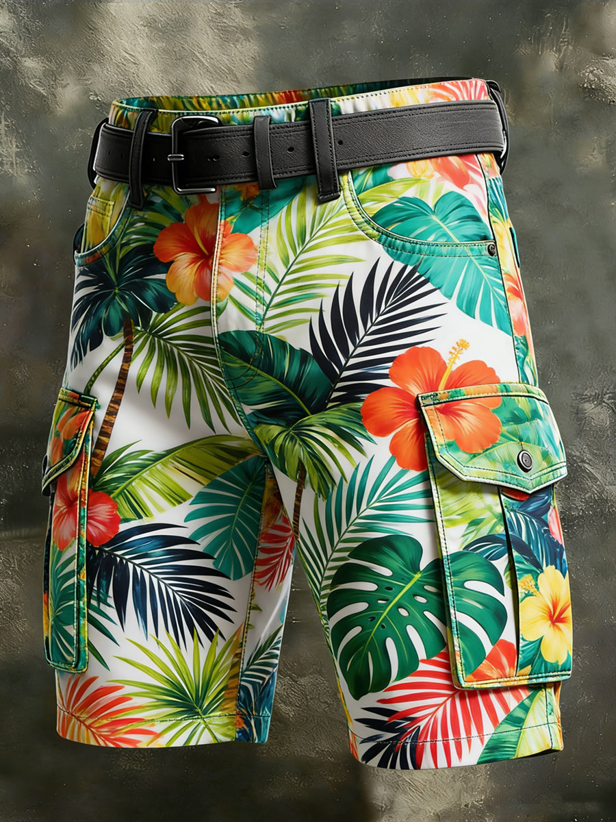 Men's Retro Vacation Business Art Print Casual Shorts