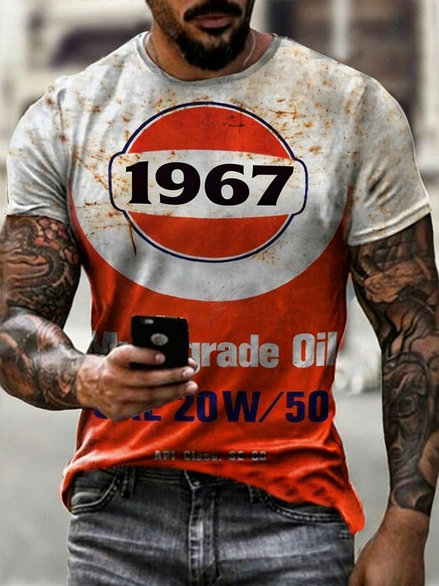 Men's Vintage 1967 Motor Oil Printed T-shirt