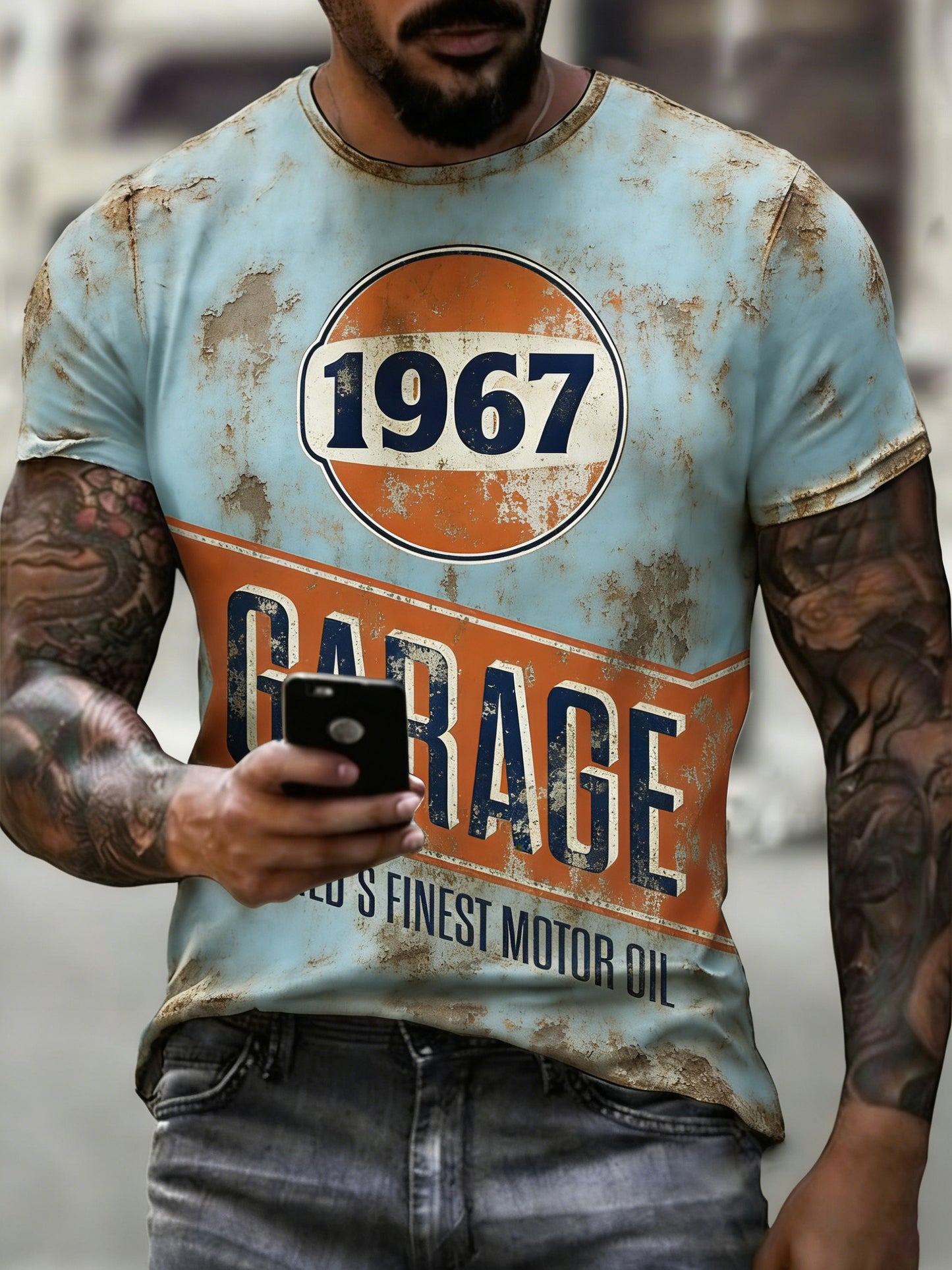 Men's Vintage 1967 Garage Motor Oil Printed T-shirt
