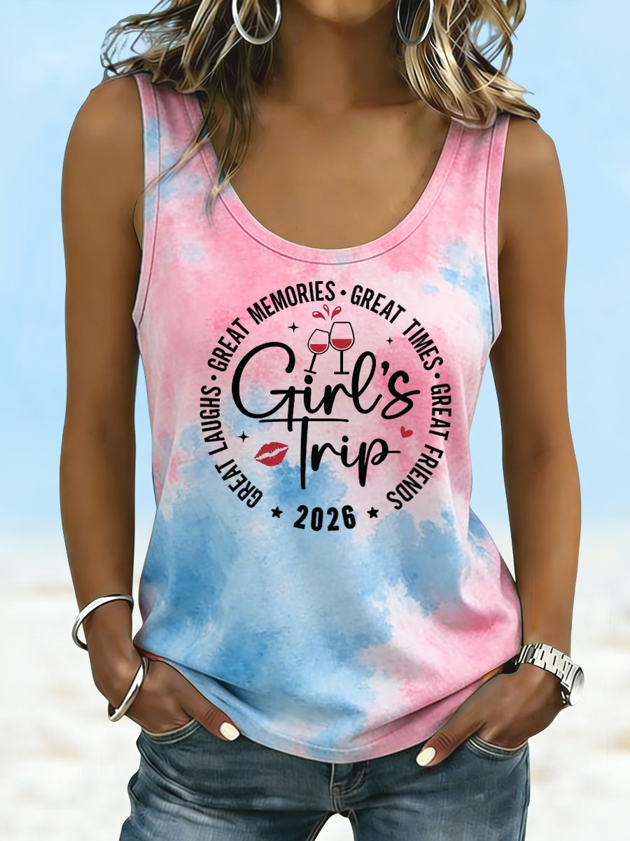 Women's “Girls Trip” Color-Blocked Vacation Tank Top