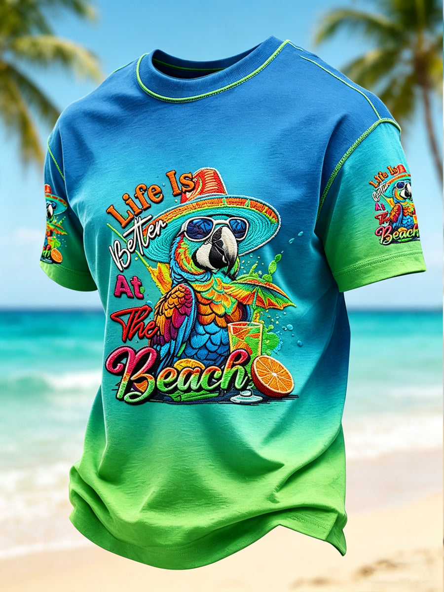 Men's Vacation Printed Vintage Fashion Loose Short Sleeve T-Shirt