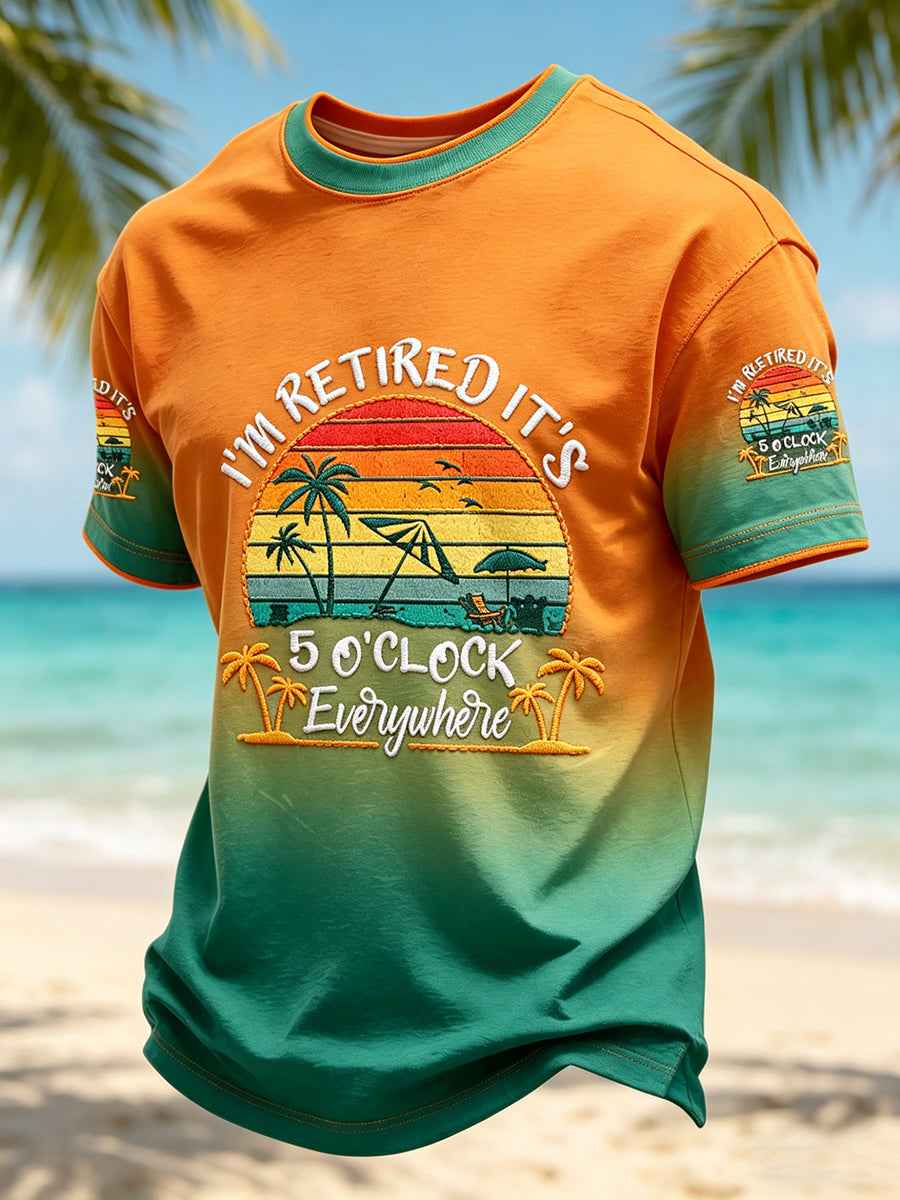 Men's Vacation Printed Vintage Fashion Loose Short Sleeve T-Shirt