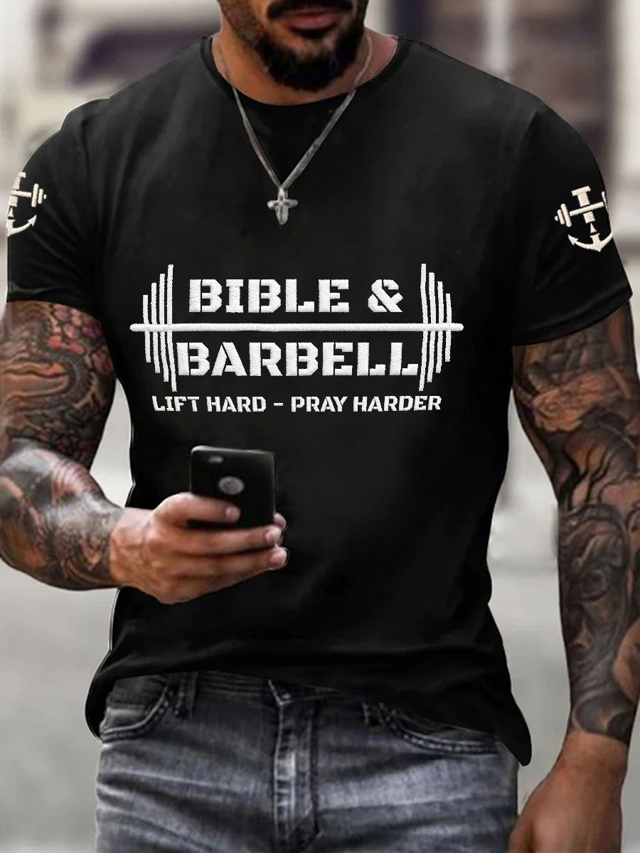 “Bible&Barbell Lift Hard-Pray Harder” Christian Fitness Casual unisex T-shirt