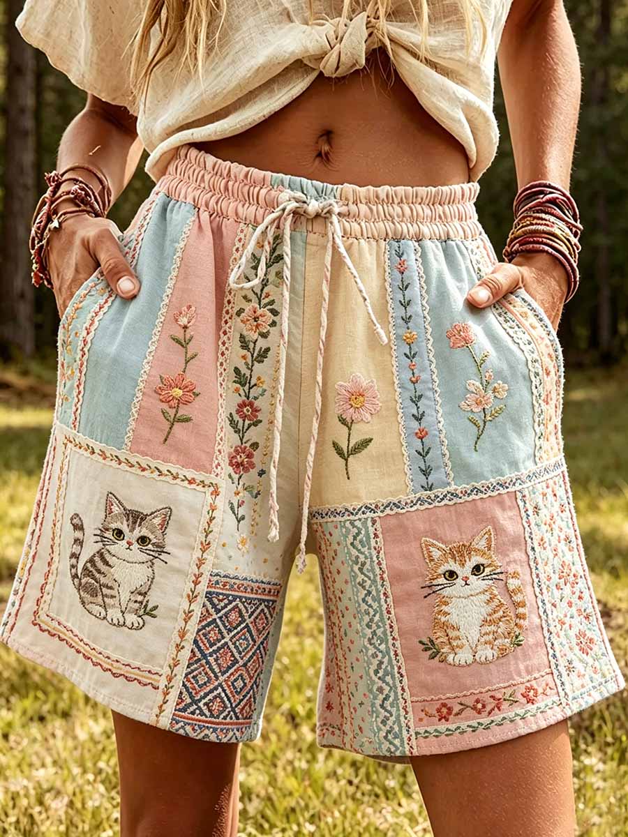 Women's Fashion Cat Pattern Printed Casual Pants