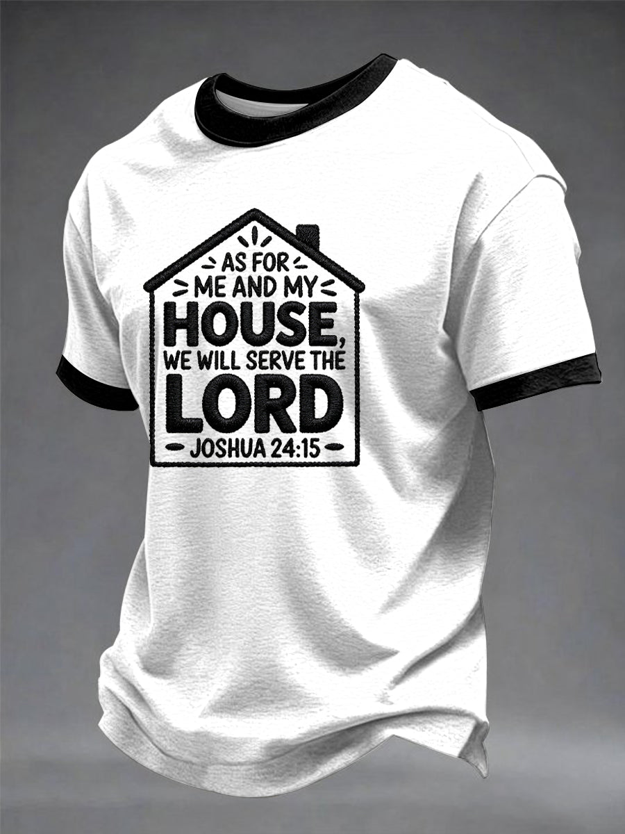 Men's "As for me and my household, we will serve the Lord." Printed T-shirt