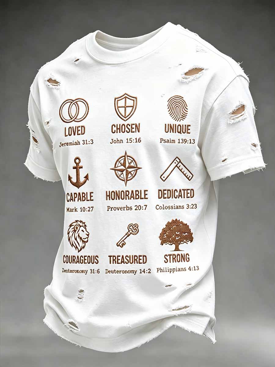 Men's Father's Day Faith Print Casual T-Shirt