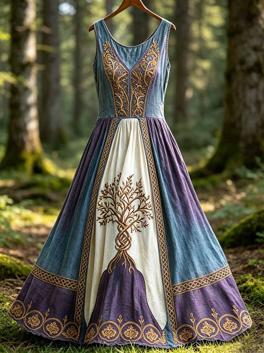 Women's Fashion Tree of Life Viking Pattern Print Dress