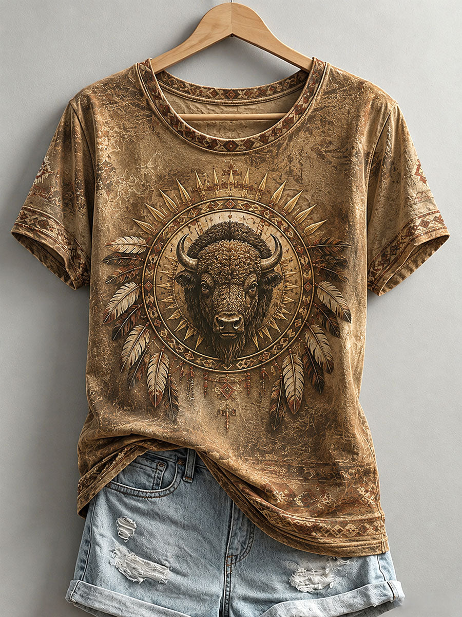 Women's Indigenous Art Print Casual T-shirt