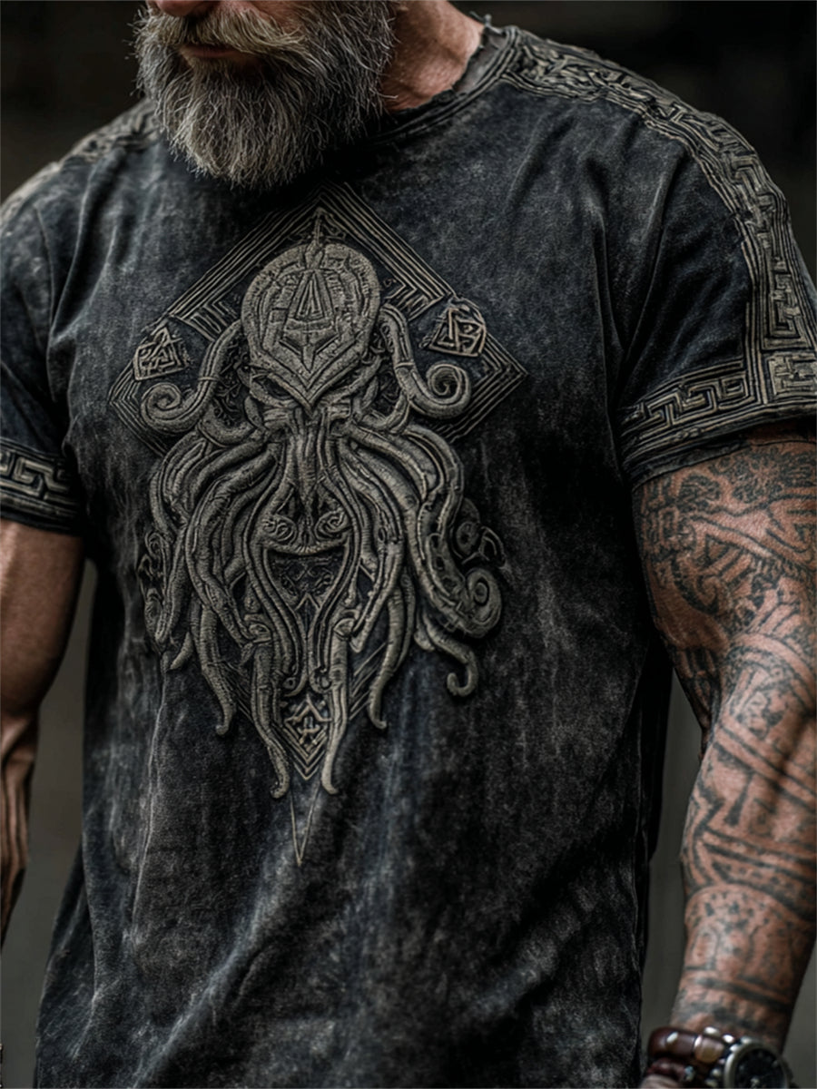 Men's Vintage Cthulu Great Old One Art Print short sleeves t-shirt