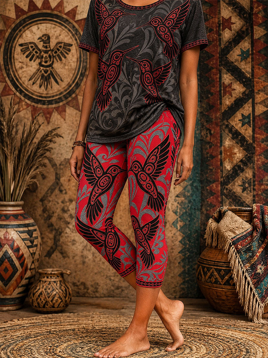 Women's Native Hummingbird Art Leggings
