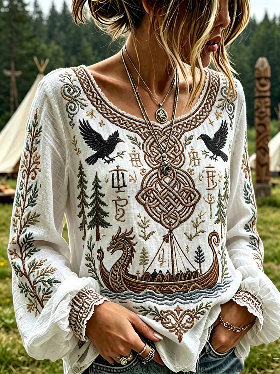Women's Fashion Viking Print T-Shirt