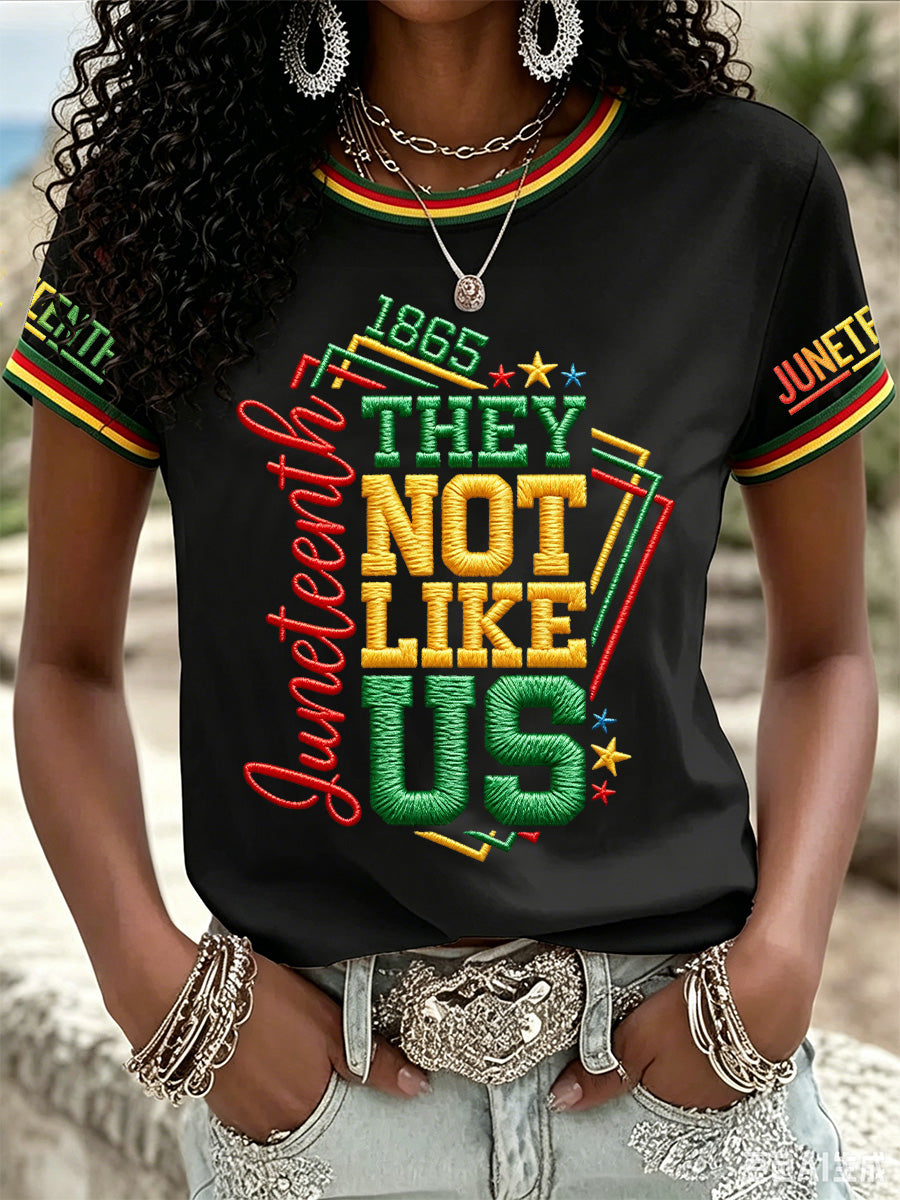 Women's Juneteenth They Not Like Us Since 1865 Print Casual Tee