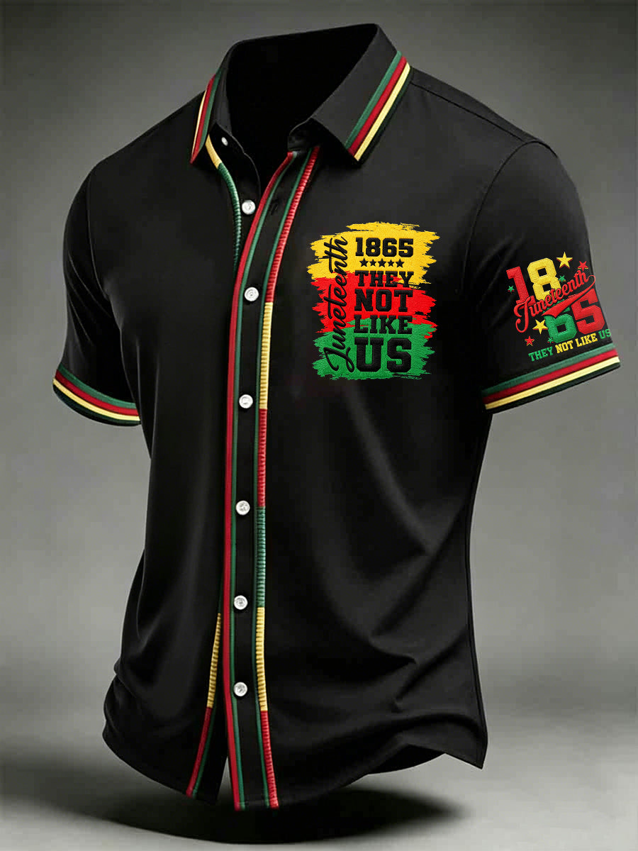 Men's Juneteenth They Not Like Us Since 1865 Print Casual Short Sleeve Shirt