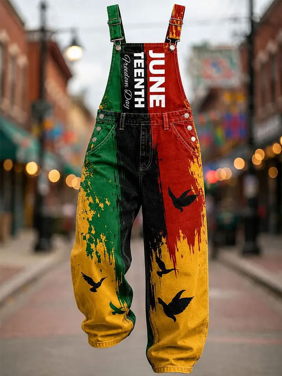 Men's Juneteenth Print Casual Jumpsuit