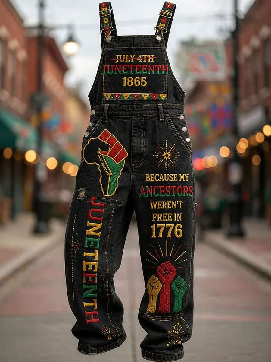 Men's Juneteenth Print Casual Jumpsuit
