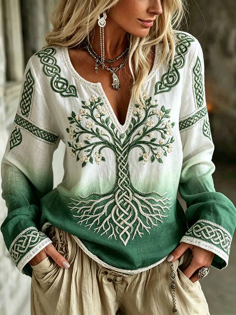 Women's Fashion Tree of Life Viking Bohemian Print T-Shirt