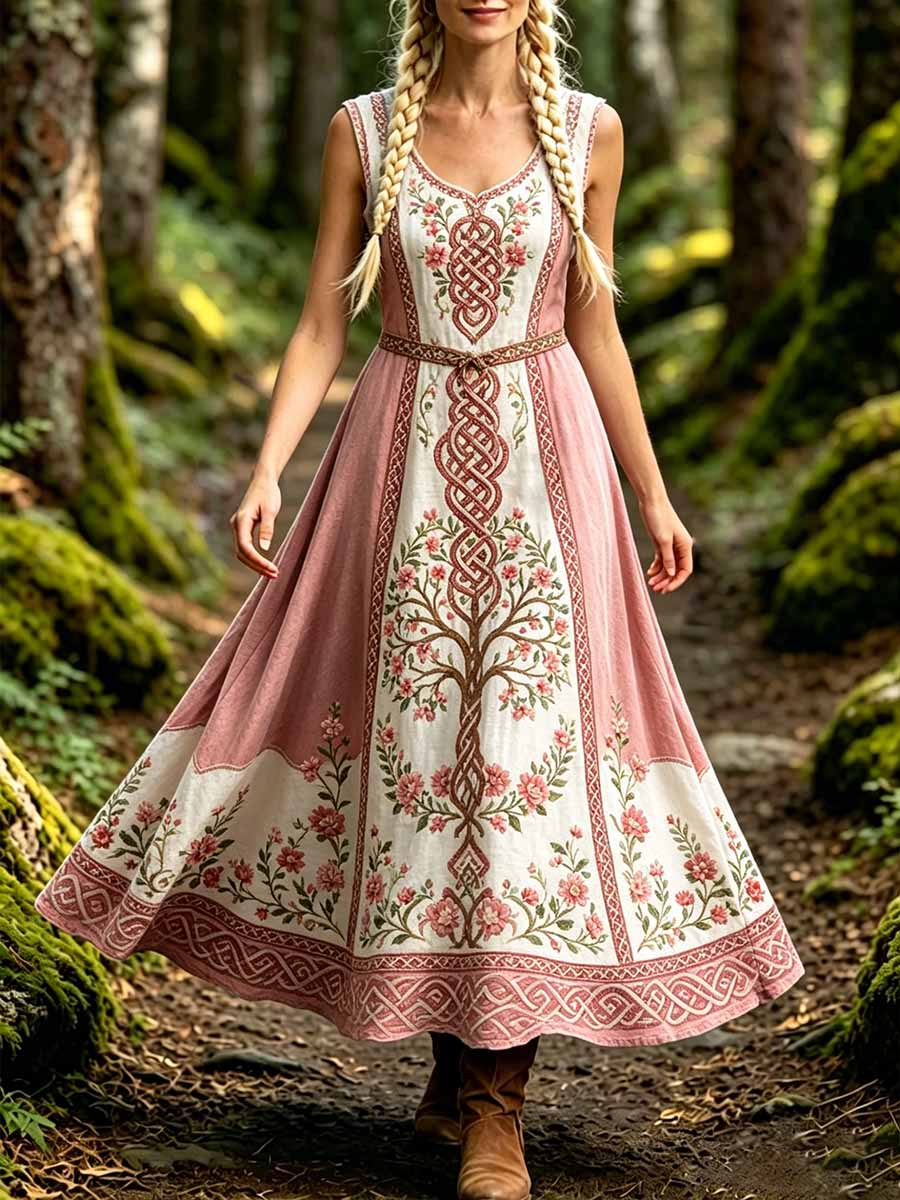 Women's Fashion Tree of Life Viking Print Dress