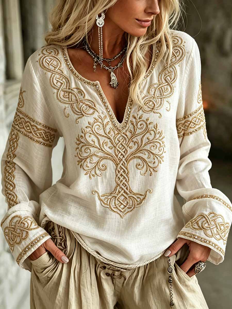 Women's Fashion Tree of Life Viking Bohemian Print T-Shirt