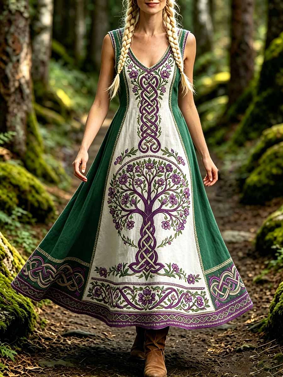 Women's Fashion Tree of Life Viking Print Dress