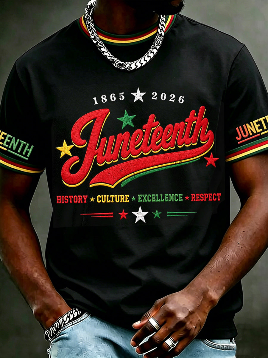 Men's Juneteenth 1865 Print Casual Short Sleeve T-shirt