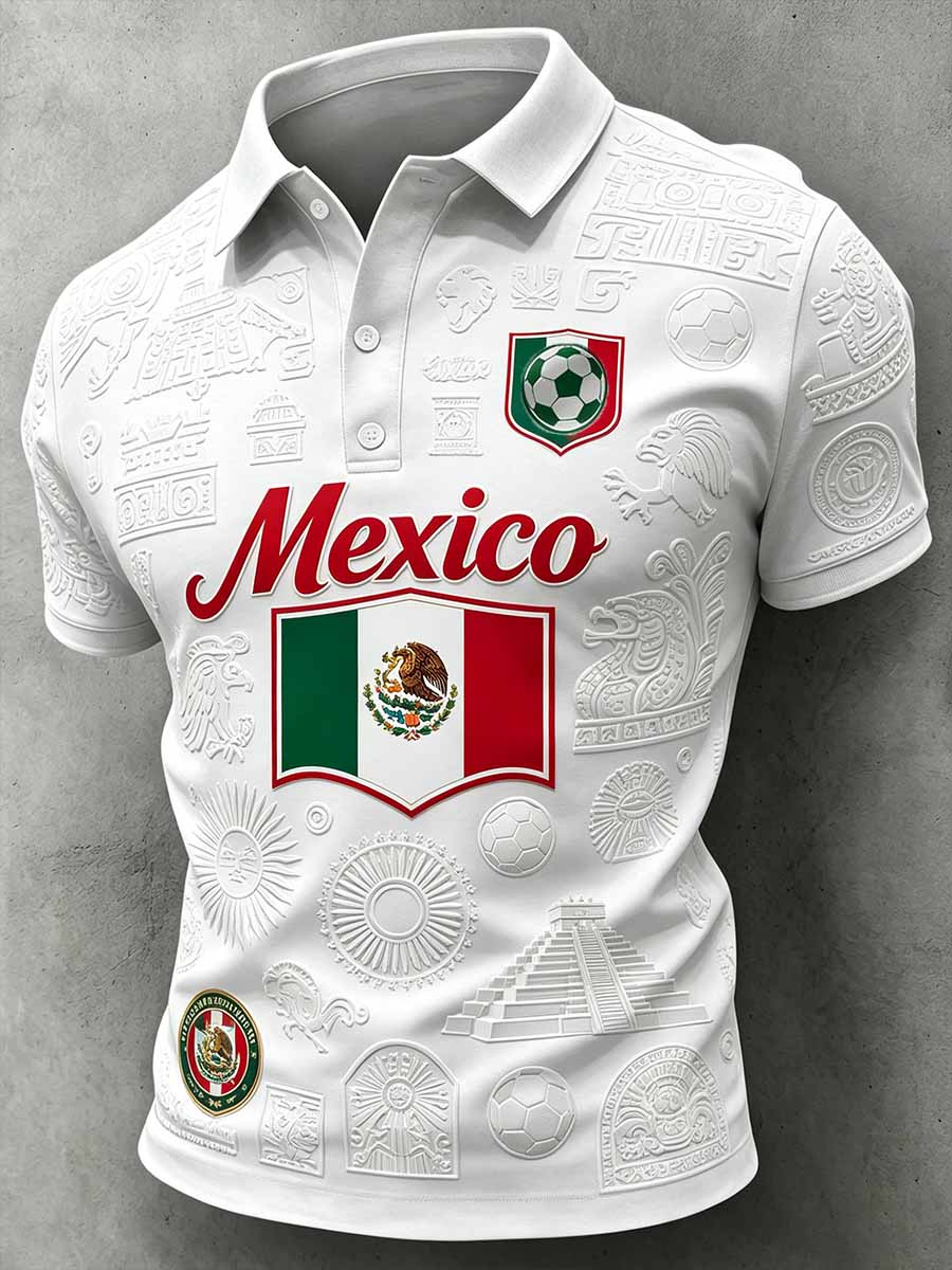 Men's Mexican Football League Printed Polo Shirt