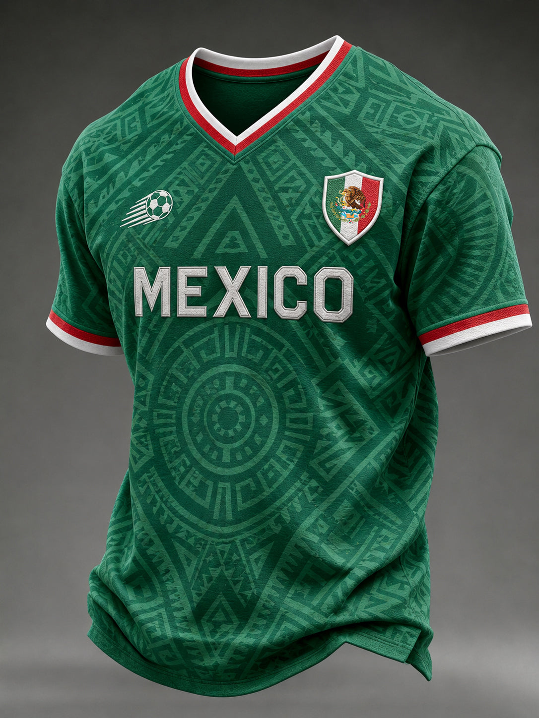 Men's Football-Themed Printed Casual V-Neck Short-Sleeve T-Shirt