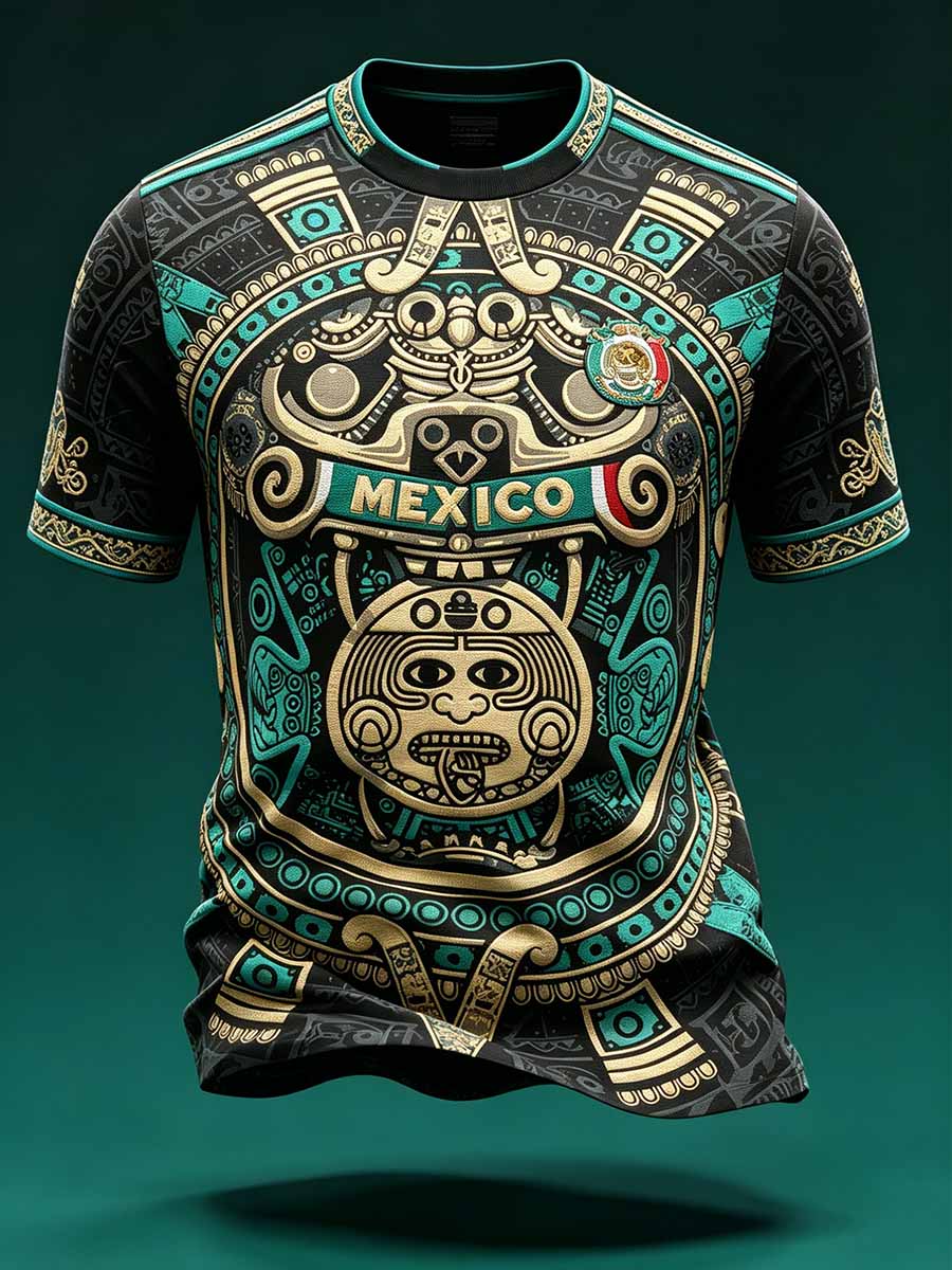 Men's Mexican Totem Soccer Print Casual T-Shirt