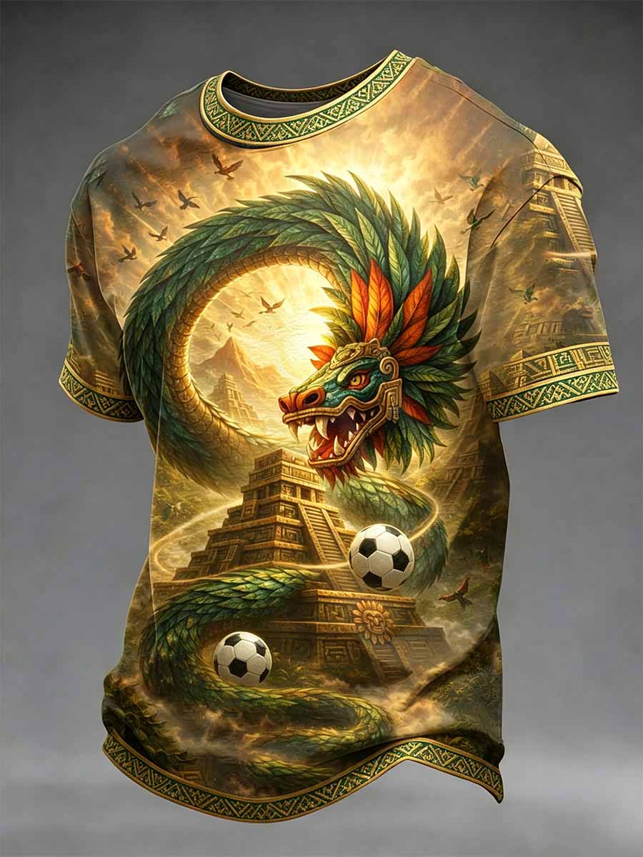 Men's Mexican Totem Print Casual T-Shirt