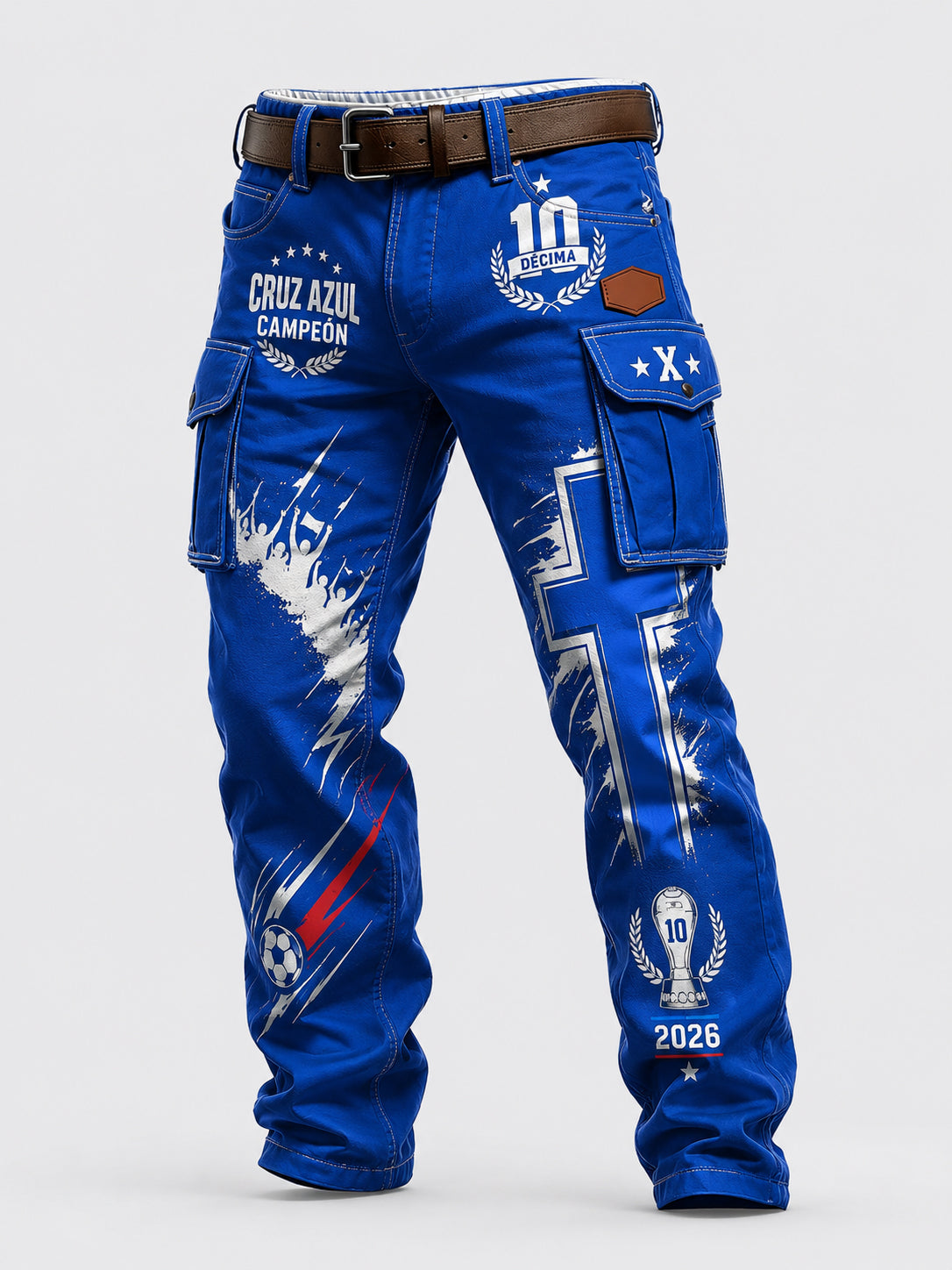 Men's Football-Themed Printed Casual Cargo Pants